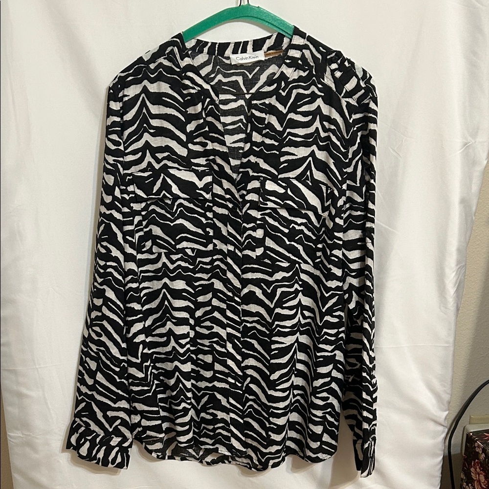 Calvin Klein Collection Black and White Zebra Blouse